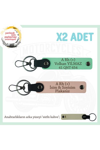 miawiki A+ Blood Type Written Special Design X2 Keychain, Yavruağzı-Green-Sk, Special Name Plate for Motor Lovers