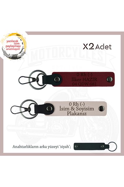 miawiki Motorcycle Keychain with Name Plate and 0 Rh (-) Blood Group Written, Powder-Burgundy-Syh, Special for Biker Style