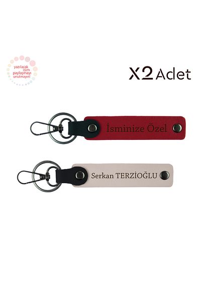 Miaju Warm Memory for Sister, 2-Piece Keychain Gift with Name and Surname, Red-Powder