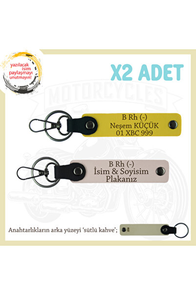 Miaju To Drivers, Gift Leather X2'Li Keychain with Name Plate and B Rh (-) Bl...