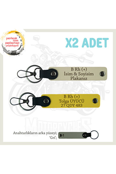 Asortishey B Rh (+) Blood Group Written Personal X2 Keychain, Yellow-S Brown-...