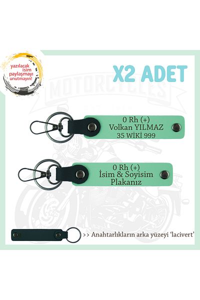 miawiki Meaningful Gift X2' Keychain, Green-Laci, Legendary Motorcyles, Name Plate and 0 Rh (+) Blood Group