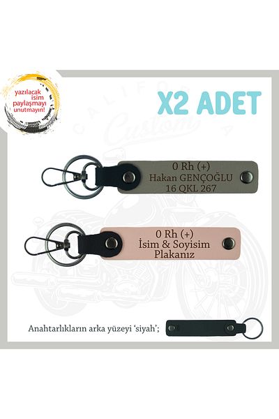 miawiki Name Plate and 0 Rh (+) Blood Group X2 Keychain, Yavruağzı-Ash Grey-Syh, Motorcycle Adventurers