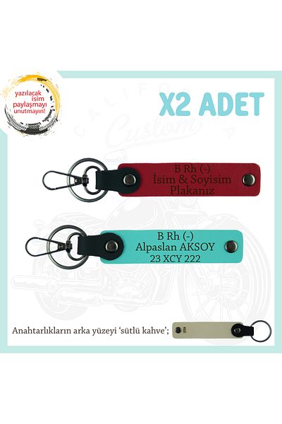 Miaju Special Gift for Who Loves Very Much Name Plate and B Rh (-) Blood Group Lettering 2-Piece Keychain, Red-Turquoise-Sk