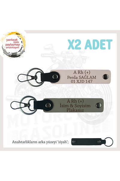 miawiki Name Plate and a Rh (+) Blood Group Written X2 Keychain, Ash Grey-Powder-Syh, Motorcycle Adventurers