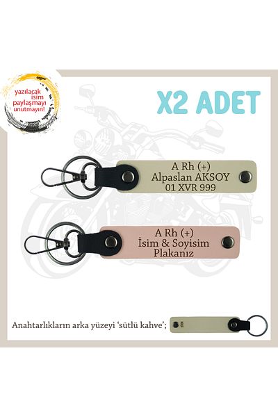 miawiki X2 Keychain, Yavruağzı-S Coffee-Sk, Name Plate for Motorcycle Lovers a Rh (+) Blood Group Written