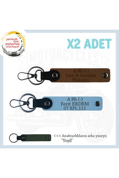 miawiki Name Plate and a Rh (-) Blood Group Written Biker Keychain Set of 2, Coffee-Blue-Ysl, for Safe Driving