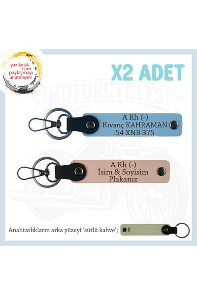 Asortishey A- Blood Type Written Gift X2 Keychain, Yavruağzı-K Coffee-Sk, Spe...