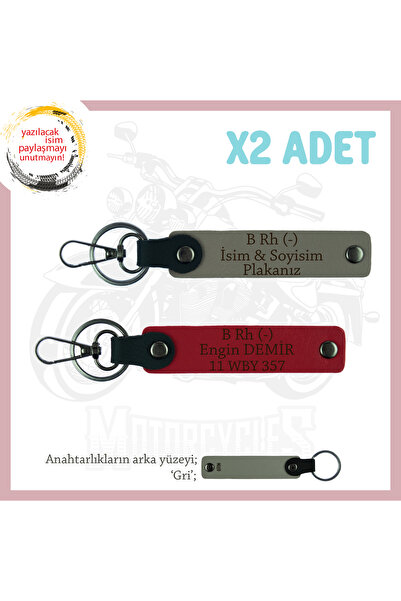 Asortishey Gift X2 Keychain Set, Ash Grey-Red-Gr, Special for Bikers, Name Pl...