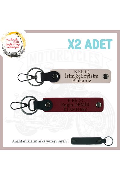 miawiki Motorcycle Keychain with Name Plate and B Rh (-) Blood Group Written, Powder-Burgundy-Syh, Special for Biker Style