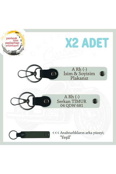 miawiki Set, White-Ysl, Emergency Leather X2 Keychain with Name Plate and a - Blood Group Written Suitable for Biker Style