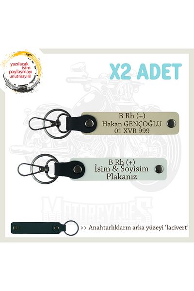 Miaju To Adventurous Men, Gift Keychain with Name Plate and B Rh (+) Blood Group Written X2, White-S Brown-Navy