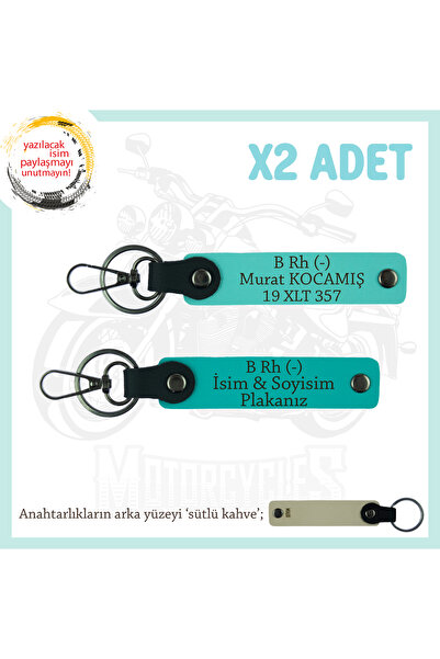 Asortishey B- Blood Group Written Emergency X2 Keychain, K Turquoise-Turquois...