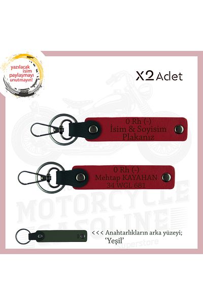 miawiki Name Plate and 0 Rh - Blood Group Written 2-Piece Keychain Set, Red-Ysl, Motorcycle Adventurers