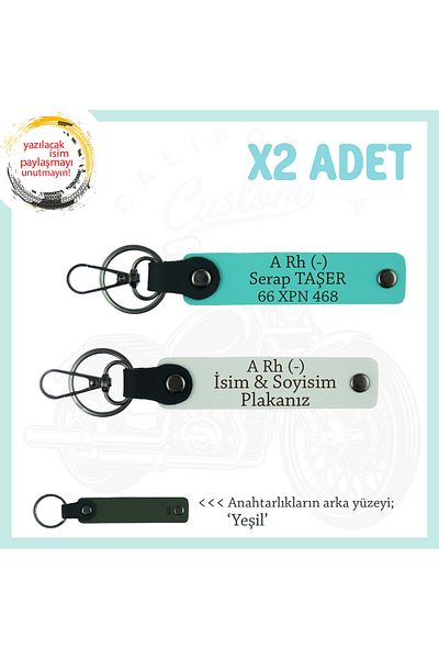 Miaju Custom Design with Name Plate and a Rh (-) Written to Engine Groups X2 Keychain Gift, White-Turquoise-Ysl