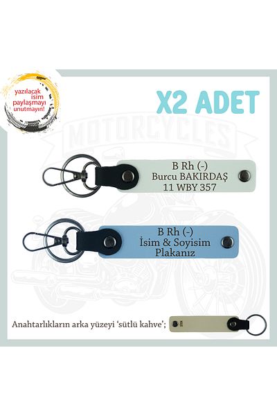 Miaju For Adventurers of the Paths, Name Plate, Custom X2 Keychain with B Rh (-) Blood Type Lettering, Blue-White-Sk