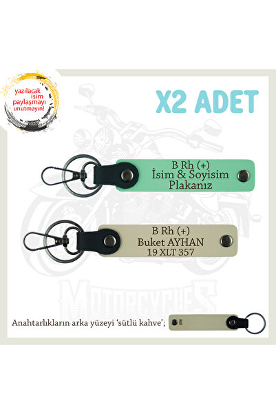 Miaju Personal X2 Keychain Set with Custom Name Plate and B Rh + Blood Type L...