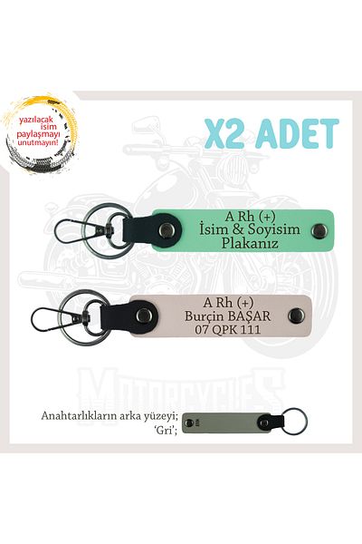 miawiki Name Plate and a Rh (+) Blood Group Written Gift X2 Keychain Set, Green-Powder-Gr, Biker Style