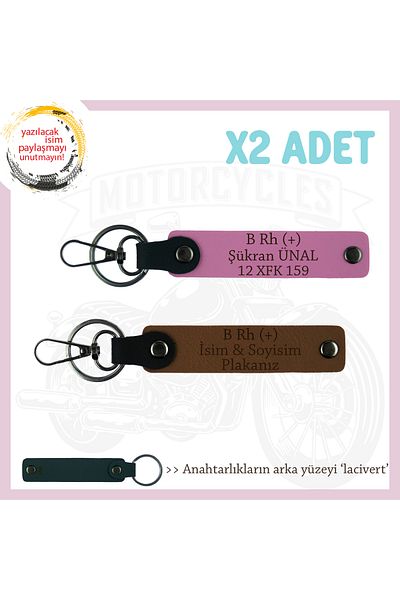 miawiki B (+) Personal X2 Keychain with Blood Type Written, Coffee-Pink-Navy, Name Plate for Motorcycle Lovers
