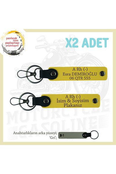 miawiki A Rh (-) Blood Group Written Special Meaningful Gift X2 Keychain, Yellow-Gr, Name Plate Suitable for Biker Style