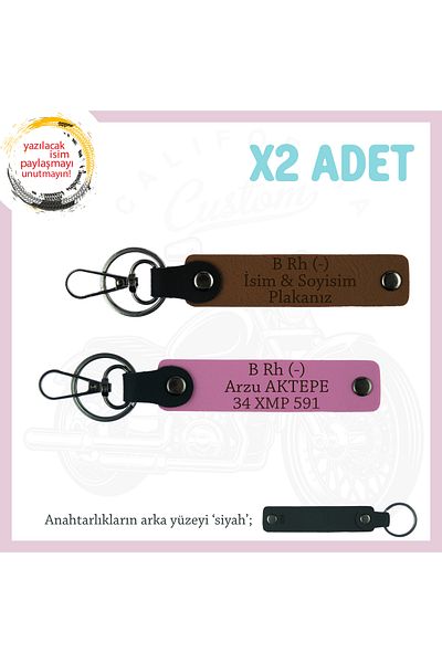 miawiki Personal X2 Keychain, Coffee-Pink-Syh, for Motorcycle Lovers Name Plate B (-) Blood Type Written