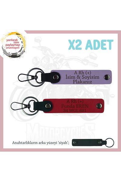 miawiki Name Plate and a Rh (+) Blood Group Personal X2' Keychain, Purple-Red-Syh, Special for Travelers