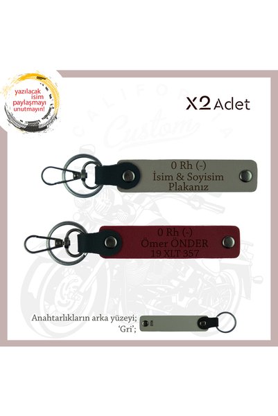 Asortishey 0 Rh (-) Blood Group Written X2 Keychain Set Gift, Ash Gray-Claret...