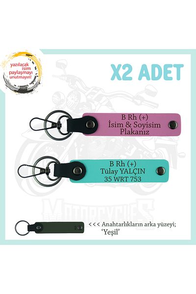 miawiki Name Plate Andb Rh (+) Blood Group Written 2 Keychain, Pink-Turquoise-Ysl, for Motorcycle Lovers