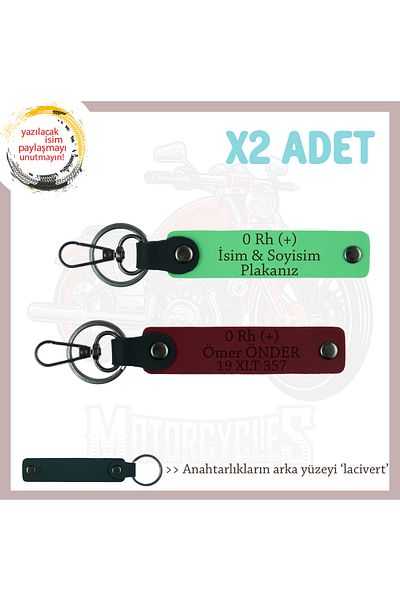 miawiki سلسلة مفاتيح آمنة للقيادة مع لوحة اسم و0 + فصيلة الدم، F Green-Burgundy-Navy، لراكبي الدراجات النارية