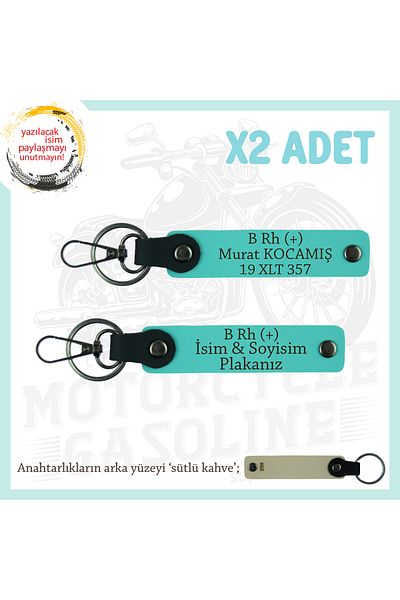 miawiki B Rh (+) Blood Group Written X2 Keychain, Turquoise-Sk, Motor Plate, Name Keychain! Name Plate