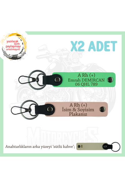 Asortishey Name Plate and a Rh (+) Blood Group Written X2 Keychain, Yavruağzı...