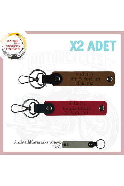 miawiki Emergency Keychain with Name Plate and B Rh (+) Blood Group Written, Coffee-Red-Gr, Passengers
