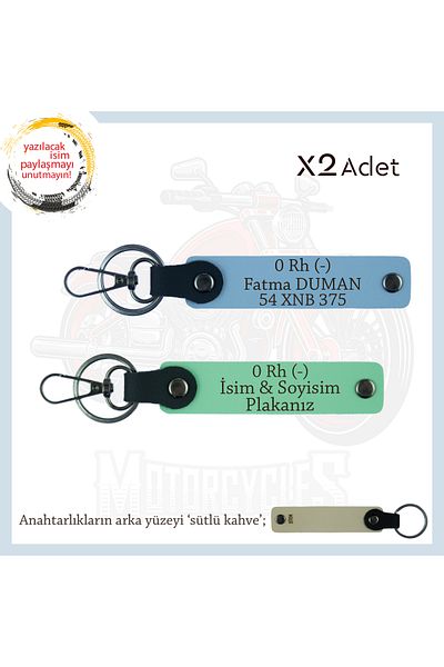 miawiki Name Plate and 0 Rh (-) Blood Group Written X2 Keychain, Green-Blue-Sk, Special Personalized for Passengers