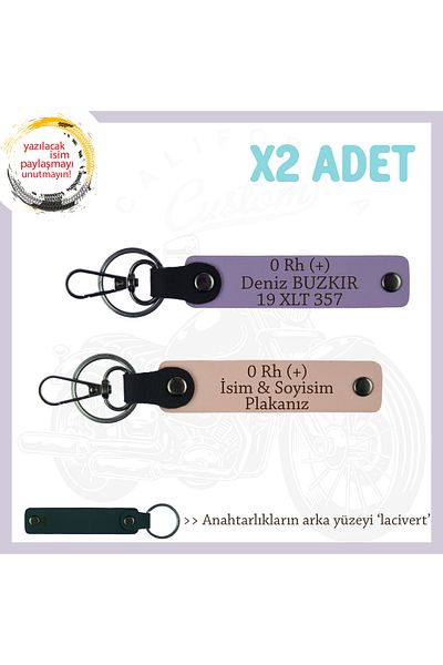 miawiki سلسلة مفاتيح مكونة من قطعتين مع لوحة اسم و0 Rh (+) مجموعة دم، Yavruağzı-Purple-Laci، خاصة لعشاق السيارات