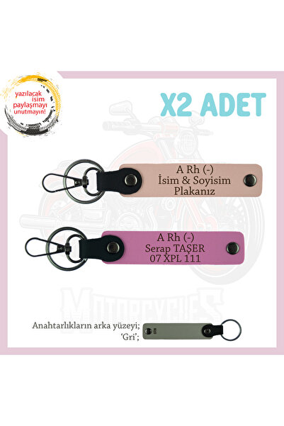 Asortishey Name Plate and a Rh (-) Blood Group Written X2 Keychain, Yavruağzı...