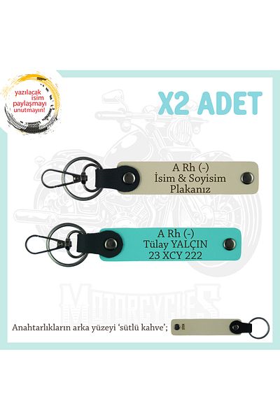 miawiki Name Plate & a - Blood Group Written X2 Keychain, S Coffee-Turquoise-Sk, Special for Motorcycle Lovers