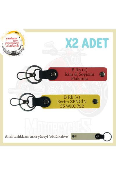Miaju For Bikers, Gift Leather X2 Keychain with Name Plate and B Rh (+) Blood...