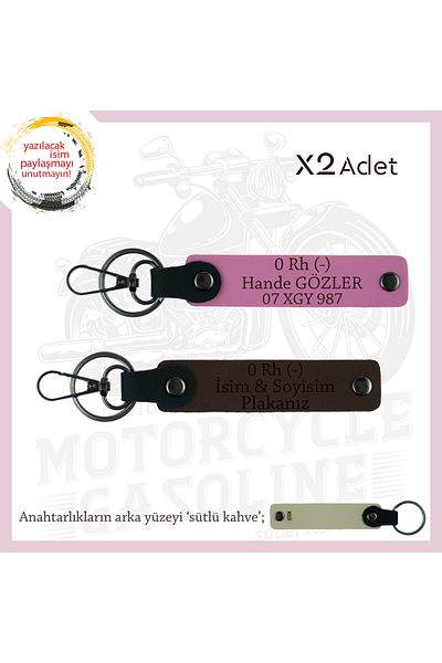miawiki Name Plate and 0 Rh (-) Blood Group Written Keychain 2 Pcs, K Coffee-Pink-Sk, to Motorcycle Lovers