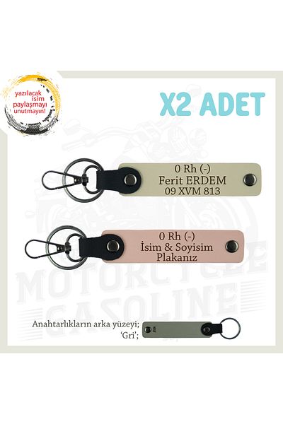 miawiki X2 Keychain, Yavruağzı-S Coffee-Gr, Name Plate for Motorcycle Lovers 0 Rh (-) Blood Group Written