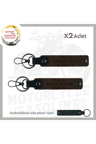 miawiki Name Plate and 0 Rh (-) Blood Group Written X2 Keychain Set, K Coffee-Syh, Special Gift for Biker Style