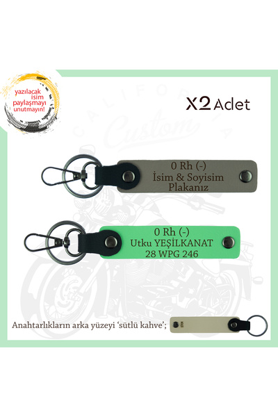 Miaju لـ Biker Buddies، سلسلة مفاتيح Safe Ride x2 مع لوحة اسم و0 - فصيلة الدم...