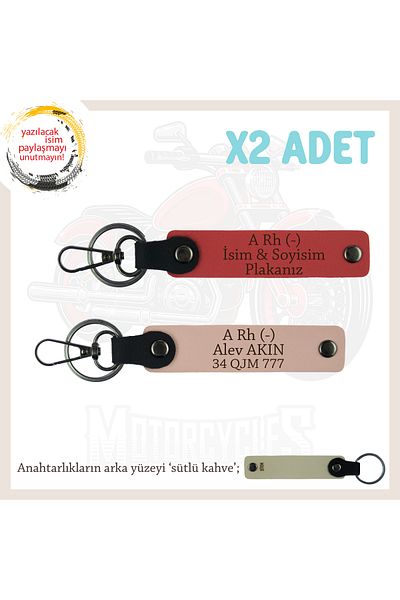 miawiki Name Plate and a Rh (-) Blood Group Written X2 Keychain, Pomegranate Flower-Puppy-Sk, to Motorcyclist