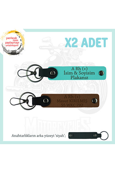 Miaju Personalized 2-Piece Gift Keychain with Name Plate and a Rh (+) Blood G...