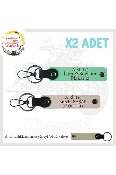 miawiki Name Plate and a Rh (+) Blood Group Written Gift X2 Keychain Set, Green-Powder-Sk, Biker Style