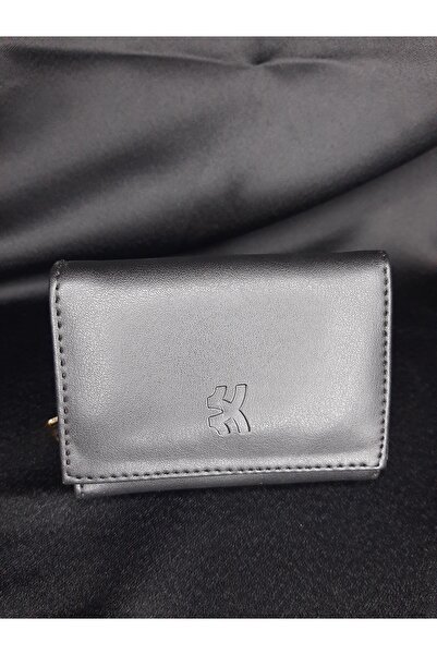 makadi محفظة نسائية سوداء - موديل حاملة بطاقات بسحاب وزر