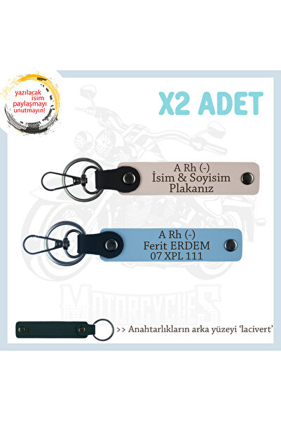 Asortishey A Rh (-) Blood Group Written Gift X2 Keychain, Powder-Blue-Navy, B...