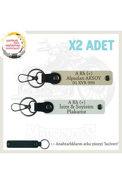 Miaju To Adventurous Men, Gift Keychain with Name Plate and a Rh (+) Blood Group Written X2, White-S Brown-Navy