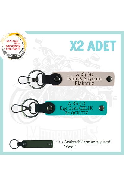 miawiki Name Plate and a Rh (+) Blood Group Written X2 Keychain, Powder-K Turquoise-Ysl, Special for Travelers
