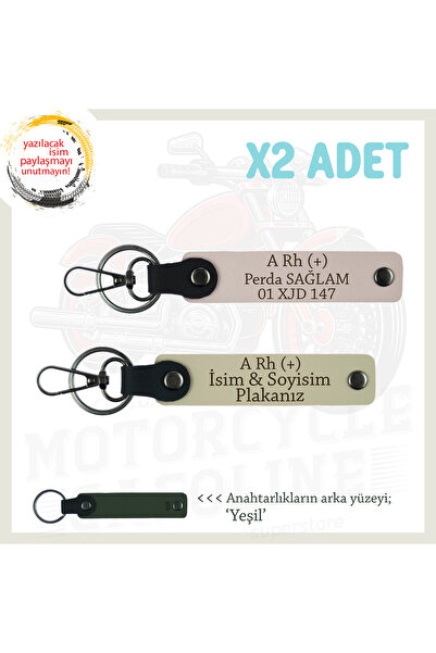 Miaju Custom Name Plate and a Rh (+) Blood Type Lettering Leather X2 Keychain...