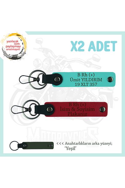 Miaju For Fast People Name Plate and B Rh (+) Blood Group Written X2 Keychain Gift Set, Red-Turquoise-Ysl